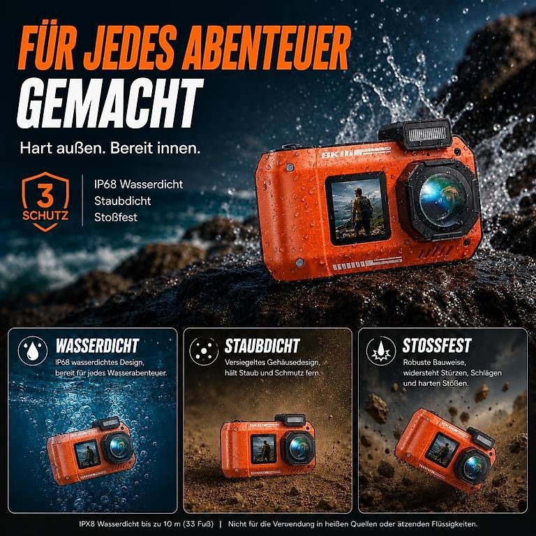 Lampade & Macchine fotografiche: Maxmango D50 8K 70MP Unterwasserkamera – Nuovo (secondo la descrizione) da Kreuzlingen venduto da Best-Deal-Oase 6