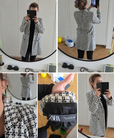 Blazer Zara schwarz weiss kariert Grösse S neuwertig