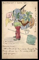 Handgemalt: Schwerbepackter Mann mit Ins