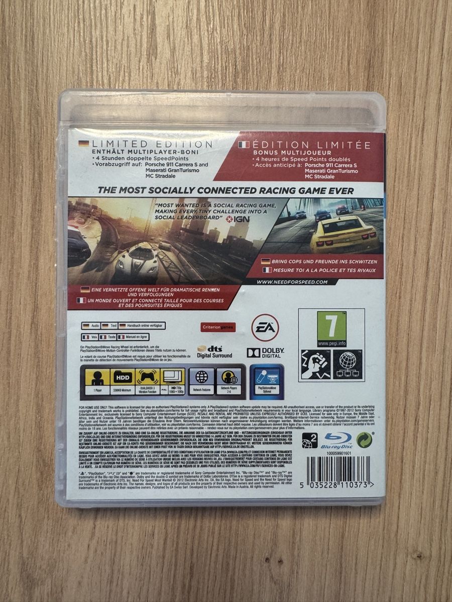 Sony Giochi: Need for Speed Most Wanted Limited Edition PS3 – Usato da Biberist venduto da etesummer 1