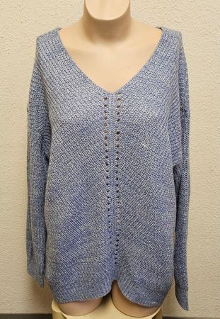 Chicorée Damen Strickpullover Blau Gr. XL – V-Ausschnitt