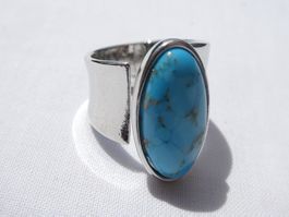 Ring, offenes Design, synth. Türkis, Gr. 59 (18.8mm) - NEU