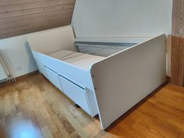 SLÄKT Bettgestell mit 3 Schubladen, weiss, 90x200 cm