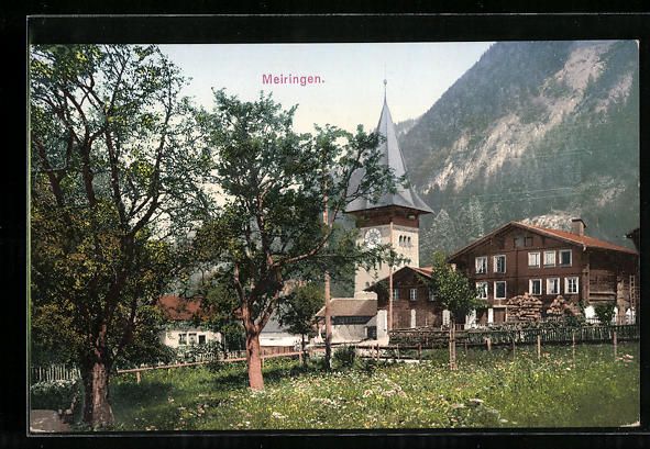 Cartoline postali: AK Meyringen, Partie an der Kirche – Usato da Berlin venduto da bartko-reher