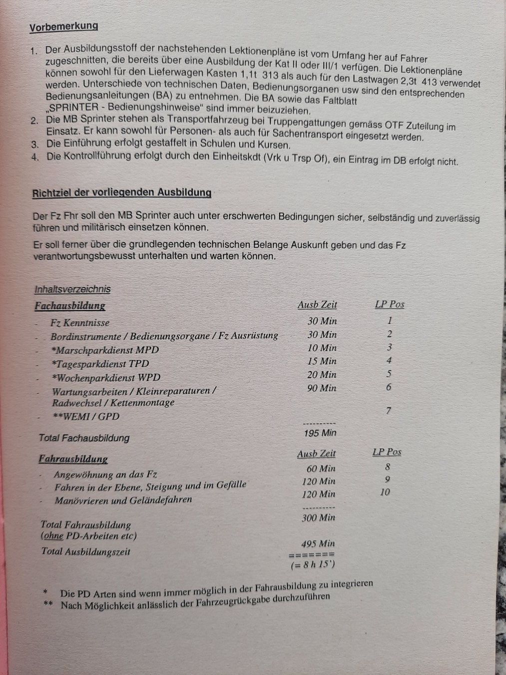 Bücher: Lektionenplan MB Sprinter – Gebraucht aus Ruswil von Sammlergeist 1
