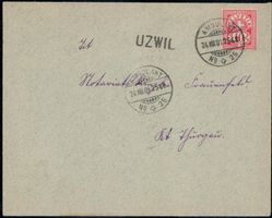 Ziffermuster 1908, Bahnpoststempel v. UZWIL + Ambulant