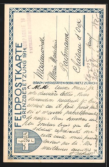 Foto, Lettere & Cartoline: Carl Moos: Schweizerische Grenzbesetzung – Usato da Berlin venduto da bartko-reher 1