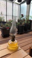 Öllampe Glas Messing Durchmesser 12 cm schöner Zustand