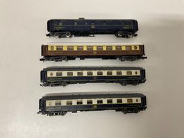 Rivarossi Spur N, Personenwagen 4 Stk, Bespielt ohne Verp.