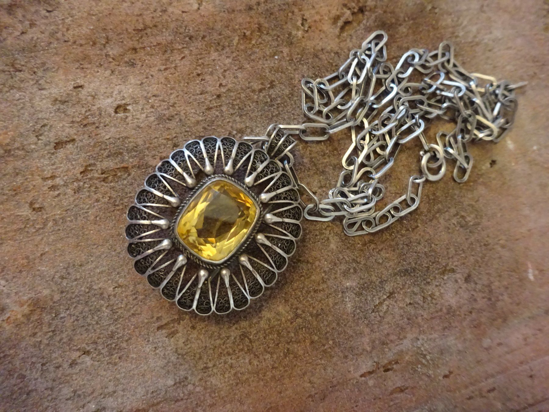Catenine: Kette Madeira-Citrin / 800 Silber – Usato da Esslingen venduto da FetteSchnecke