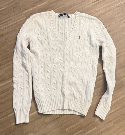 Ralph Lauren Sport Pullover weiss Zopfmuster Grösse M
