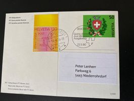 175 Jahre Schweizer Post auf Karte Bahnwagen PTT 1857