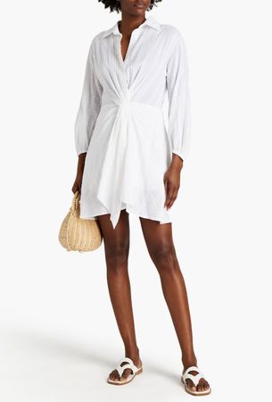 Maje white mini dress with knot detail S