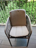 Outdoor chair wicker grey with cushion good condition