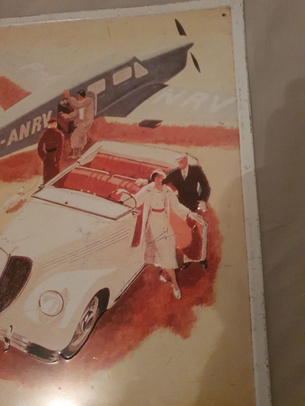 Insegne: Renault Roadster mit Flugzeug Blechschild – Usato da Basel venduto da FirstClass4000 1