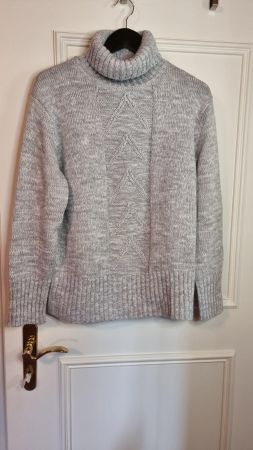 Grauer Strickpullover Gr.L/XL Rollkragenpullover,Winterpulli
