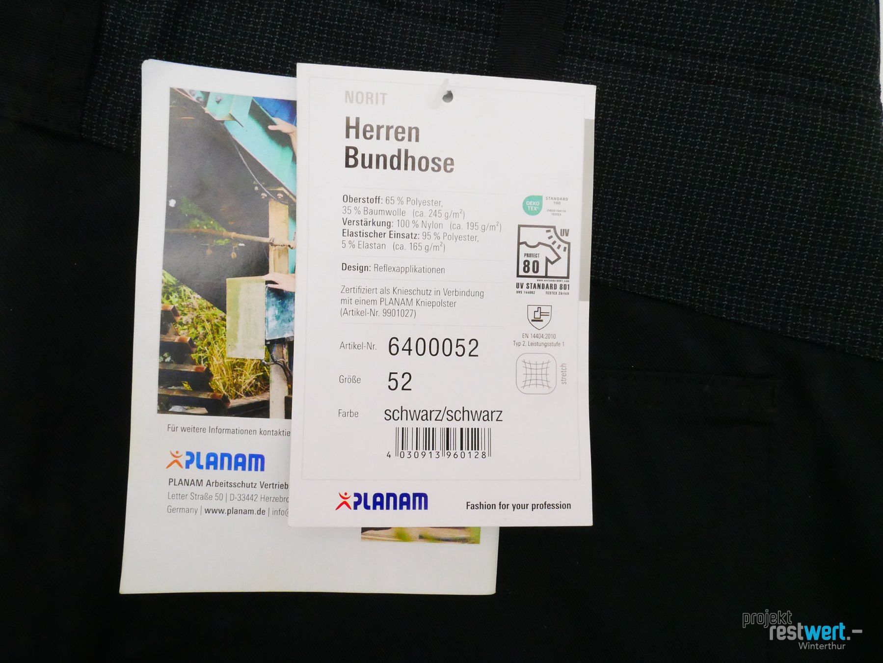 Pantaloni: PLANAM Norit Herren Bundhose, schwarz, Gr. 52 – Nuovo (secondo la descrizione) da Winterthur venduto da Restwert_Winterthur 3
