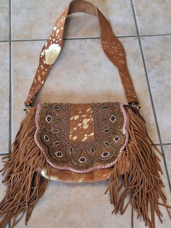 Ledertasche Handmade,Pajetten,Vergoldung