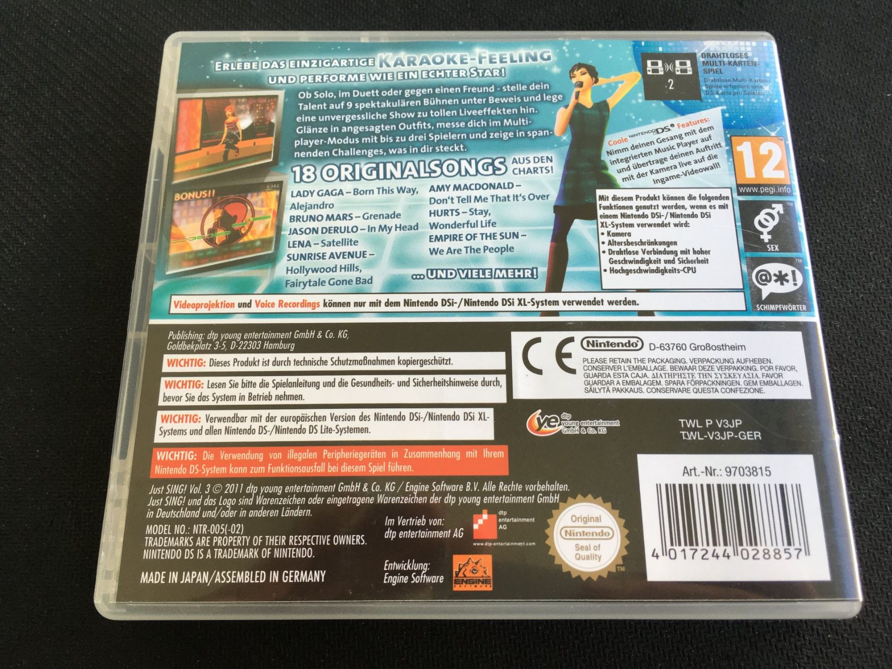 Nintendo Giochi: Just Sing! Vol. 3 - Nintendo DS – Usato da St.Gallen venduto da sjosjo 1