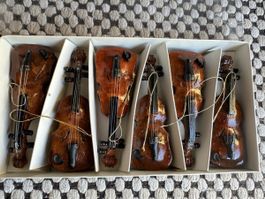 6 Stück Holz Geige Violine Vintage Nostalgie