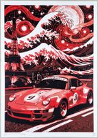 Death NYC Pop Art Druck " Van Gogh Hokusai Wave Porsche 911