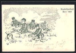 Bern, Kadettenfest 1904, Soldaten im Gra