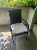 Gartenstuhl schwarz 4 Stück mit Kissen 