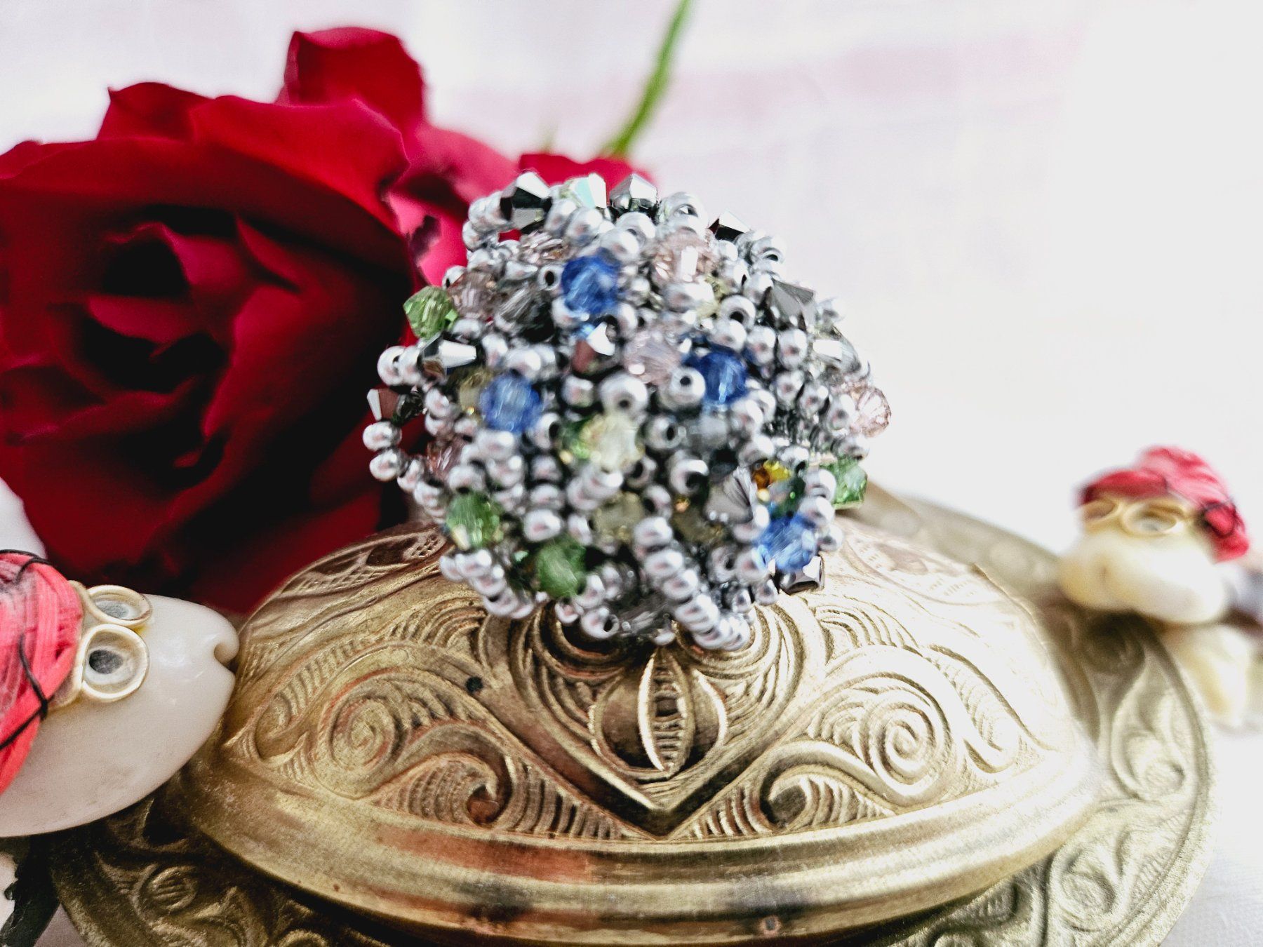 Anelli: Funkelnder Ring aus Swarovski Perlen multicolor – Nuovo (secondo la descrizione) da Dietikon venduto da Eleda 3