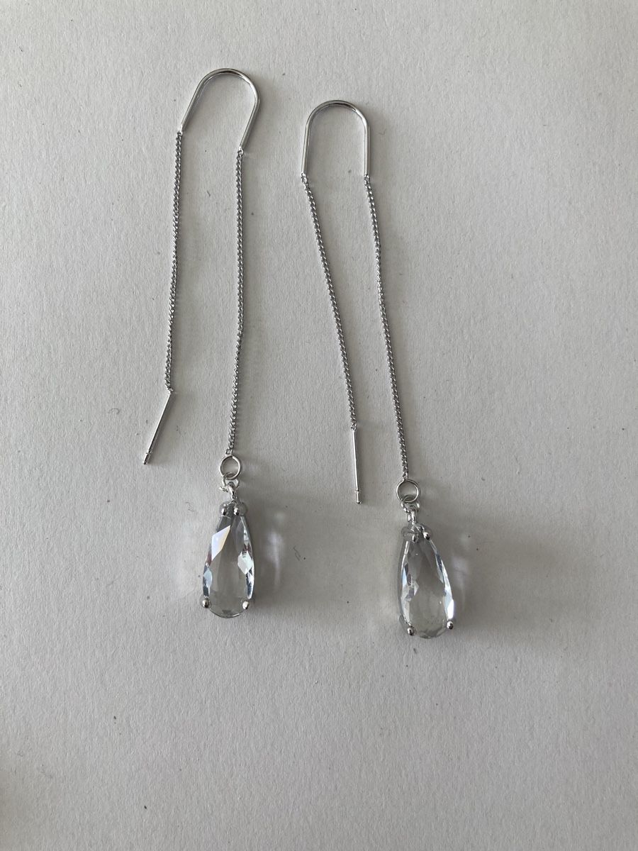 Ohrringe & -stecker: Boucles d’oreilles argentées cabochon transparent blanc – Neu und originalverpackt aus Genève von ct_fqr8