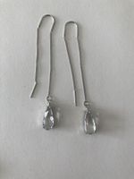 Boucles d’oreilles argentées cabochon transparent blanc