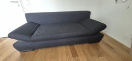 Sofa dunkelgrau Stoff mit Bettfunktion gut erhalten