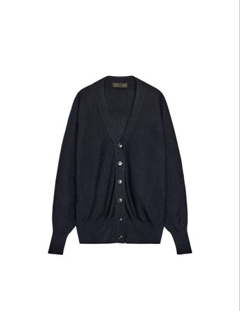 NAVY BUTTON-FRONT CARDIGAN