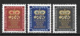 Liechtenstein Serie 207-209 ** Geburt Erbprinz 9.4.1945