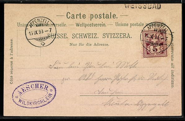 Ansichtskarten: Litho Aescher /Appenzell, Wildkirchli Ka – Gebraucht aus Berlin von bartko-reher 1