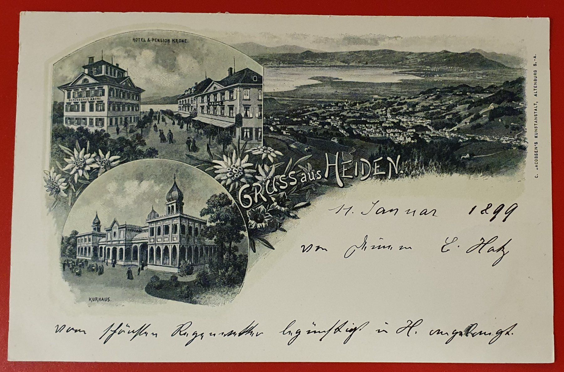 Cartoline postali: Gruss aus Heiden 1899 – Usato da Kreuzlingen venduto da Rschweiz1