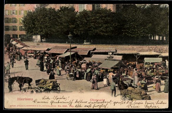 Cartoline postali: AK Herisau, Obstmarkt, 1903 – Usato da Berlin venduto da bartko-reher