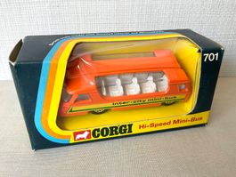 🟡🔵 Corgi Toys # 701 / Hi-Speed Mini-Bus / Whizzwheels 1973