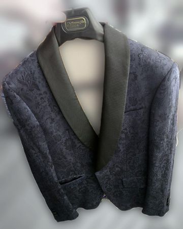 ETRO Smoking-Jacket Jacquard Navy Gr. 46 – Seidenrevers