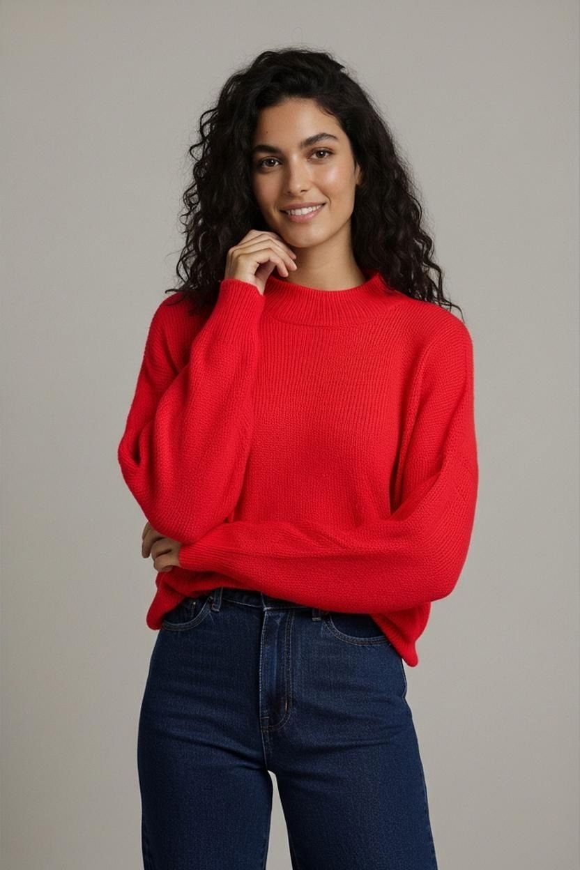 Lotti di vestiti: Morgan Square Roter Rollkragenpullover - Größe M – Nuovo (secondo la descrizione) da Zug venduto da vinokilo