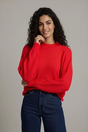 Morgan Square Roter Rollkragenpullover - Größe M