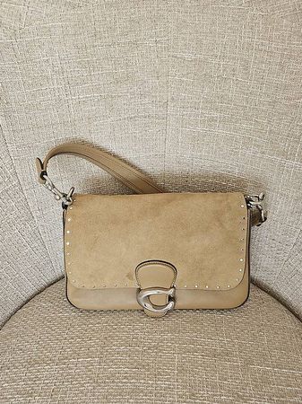 Coach Schultertasche / Crossbody Beige Leder