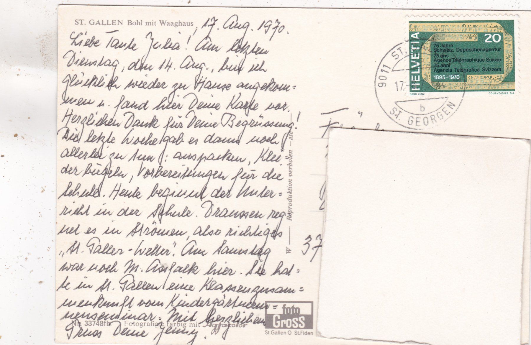 Cartoline postali: St. Gallen Bohl mit Waaghaus 1970 – Usato da Herisau venduto da Lisegrat2008 1