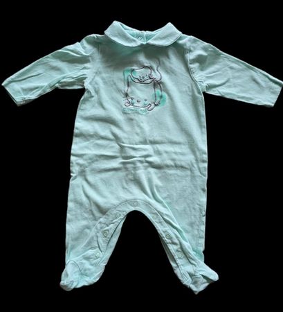 Sehr süsser Baby Strampler Pyjama Gr. 56, hellblau/minzgrün
