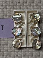 6 Perlmutt Knöpfe mit Strass / 11 mm
