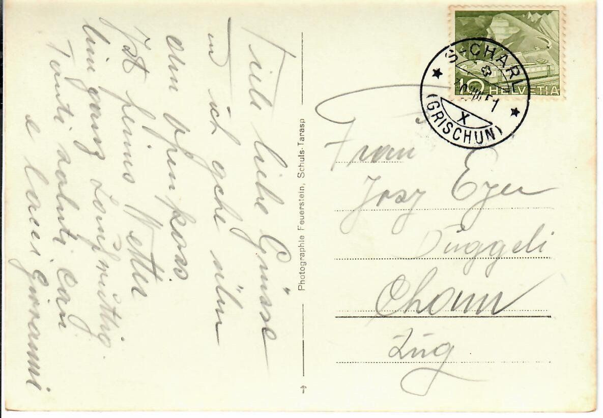 Ansichtskarten: Scarl mit Seswennatal  1951 – Gebraucht aus Hochdorf von Ziegel-16 1