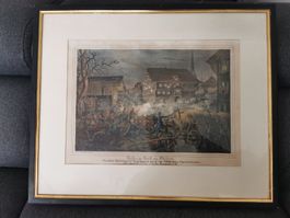 Lithografie treffen im Dorf zu Malters 1845 Sonderbundskrieg