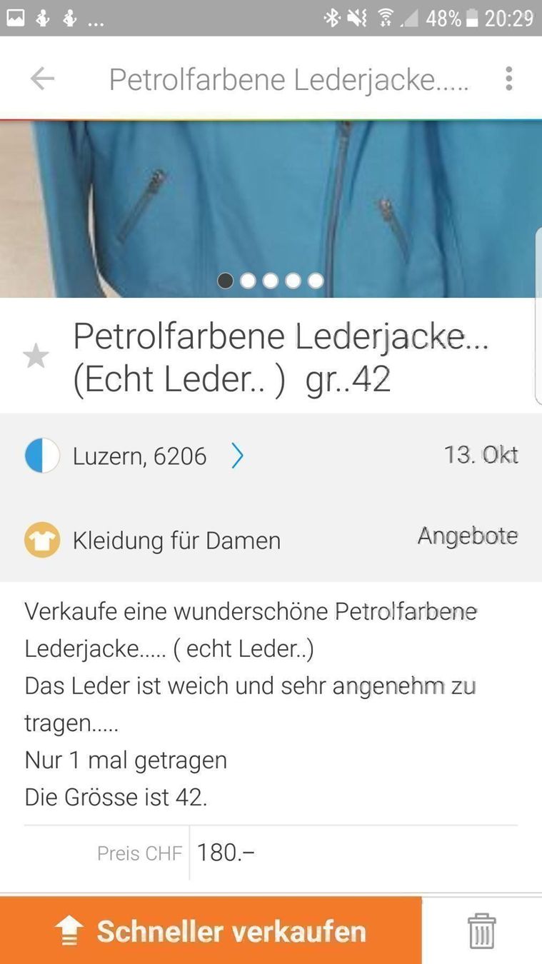 Giacche: Petrolfarbene Lederjacke gr. 42 – Nuovo (secondo la descrizione) da Emmenbrücke venduto da Dior09 4
