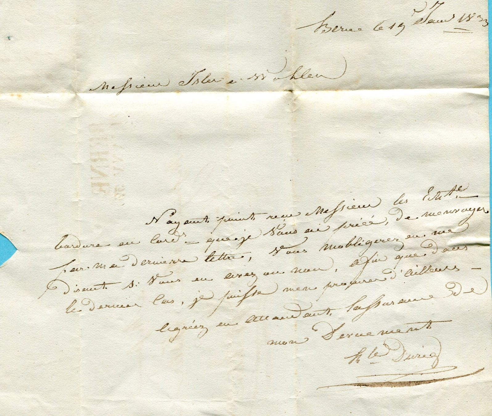 Alle Briefmarken: Faltbrief von Bern nach Wohlen 1833 – Gebraucht aus Opfikon von Prophila 1