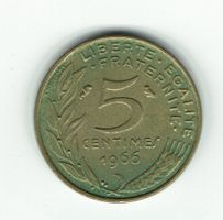 Münze 5 Centimes Frankreich, 1966