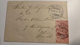 1900 10 Rp UPU mit Rasierklingen Stempel Basel